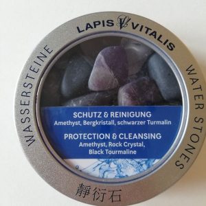 Wasserstein-Mischung Schutz & Reinigung in Metall-Geschenkdose (Amethyst, Bergkristall, schwarzer Turmalin)