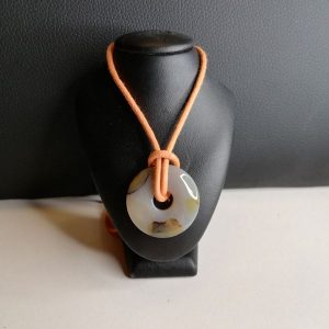 Donat rund Achat grau Anhänger